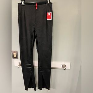 SPANX, medium TALL, leather like front slit legging, black